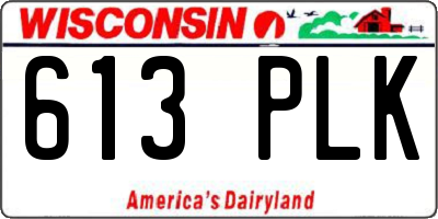 WI license plate 613PLK