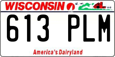 WI license plate 613PLM