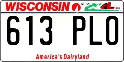 WI license plate 613PLO