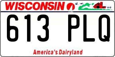 WI license plate 613PLQ