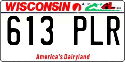 WI license plate 613PLR