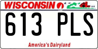 WI license plate 613PLS