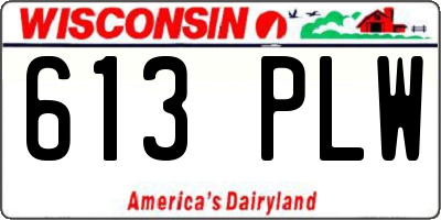 WI license plate 613PLW