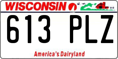 WI license plate 613PLZ