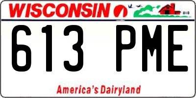 WI license plate 613PME