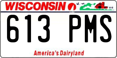 WI license plate 613PMS