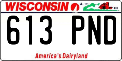 WI license plate 613PND