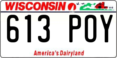 WI license plate 613POY