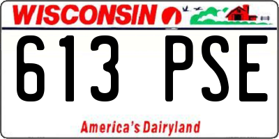 WI license plate 613PSE