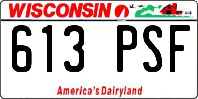 WI license plate 613PSF