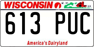WI license plate 613PUC