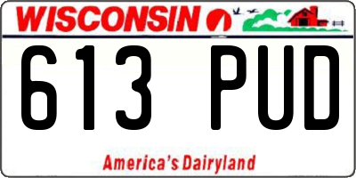 WI license plate 613PUD