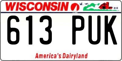 WI license plate 613PUK