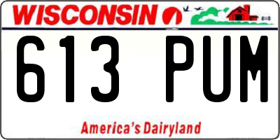 WI license plate 613PUM