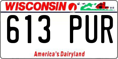 WI license plate 613PUR
