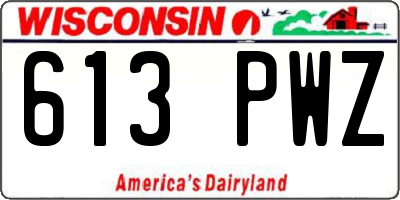 WI license plate 613PWZ