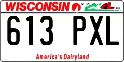 WI license plate 613PXL