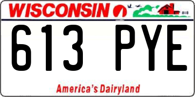 WI license plate 613PYE