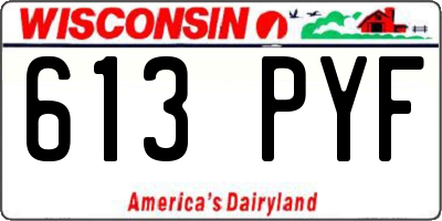 WI license plate 613PYF