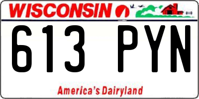 WI license plate 613PYN