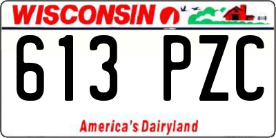 WI license plate 613PZC