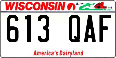 WI license plate 613QAF