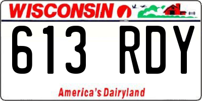 WI license plate 613RDY