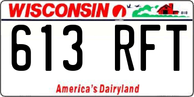WI license plate 613RFT