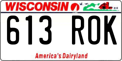 WI license plate 613ROK