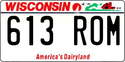 WI license plate 613ROM
