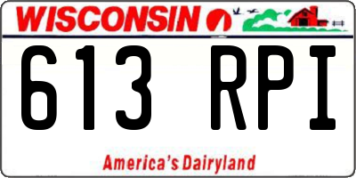 WI license plate 613RPI