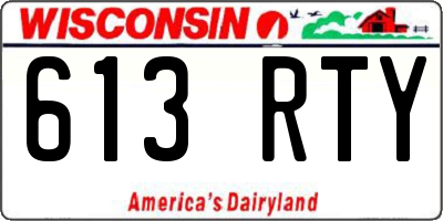WI license plate 613RTY