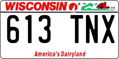 WI license plate 613TNX