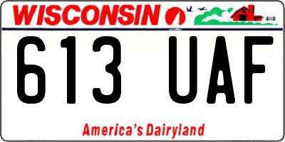 WI license plate 613UAF