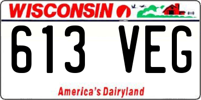 WI license plate 613VEG