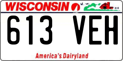 WI license plate 613VEH
