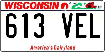 WI license plate 613VEL