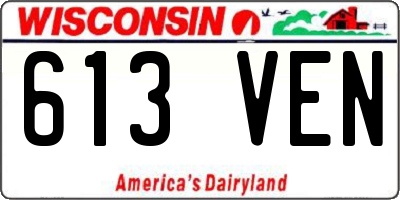 WI license plate 613VEN
