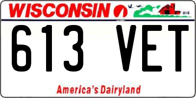 WI license plate 613VET