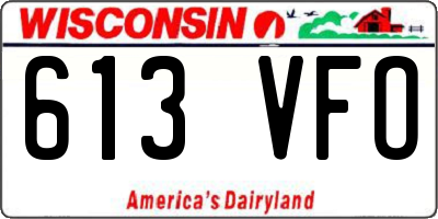 WI license plate 613VFO