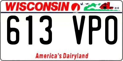 WI license plate 613VPO