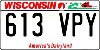 WI license plate 613VPY