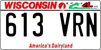 WI license plate 613VRN