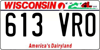WI license plate 613VRO