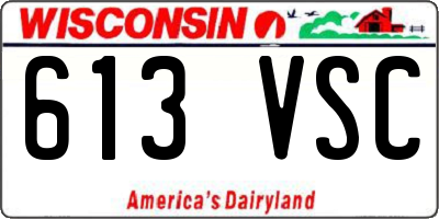 WI license plate 613VSC