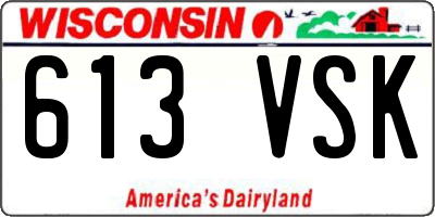WI license plate 613VSK