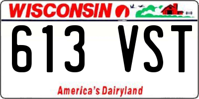 WI license plate 613VST