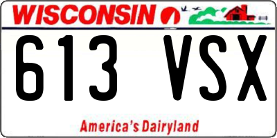WI license plate 613VSX