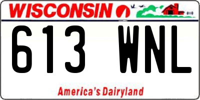 WI license plate 613WNL