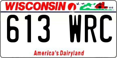 WI license plate 613WRC